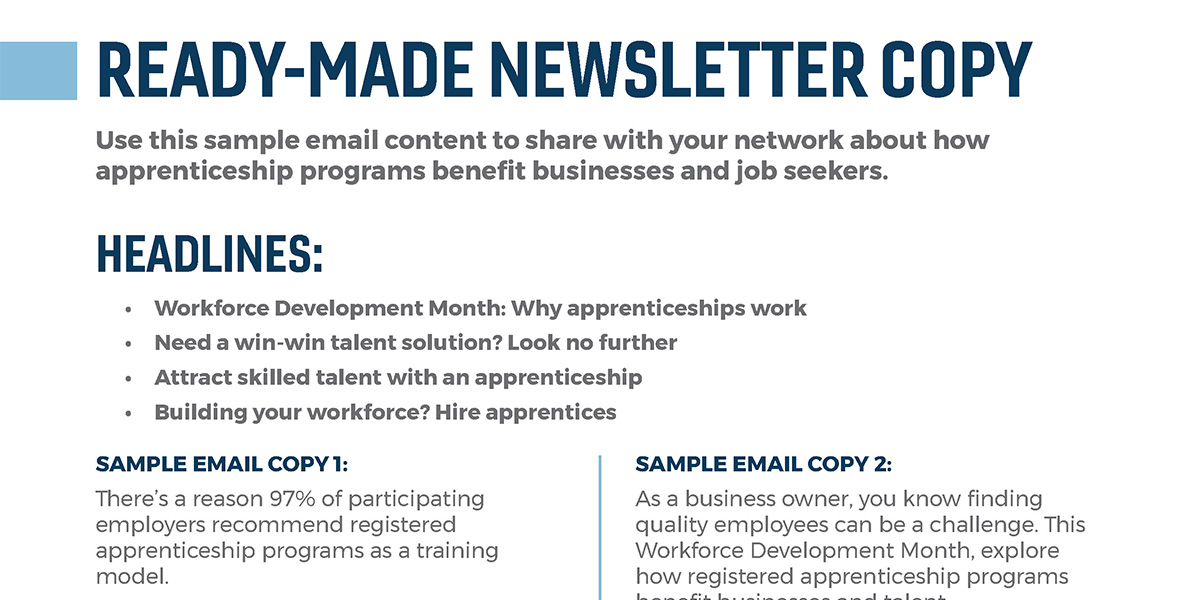 Workforce Development Month Email Copy PDF